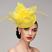 economico Fascinator-Fascinatori in Rete di Piume Cappelli Kentucky Copricapo con Cappello di Piume Fiore 1 PC Matrimonio Corsa di Cavalli Giornata Delle Donne Melbourne Cup Copricapo per impressionare Abito da corsa