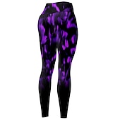 tanie legginsy 3d-Damskie Spodnie do jogi Podnoszenie pośladków Wyszczuplenie brzucha Wysoka talia Trening w siłowni Bieganie Zdatność Legginsy 3/4 Wzór tie-dye Czerwony Fioletowy Jesień Sport Odzież sportowa Wysoka