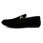 billiga Slip-ons och loafers till herrar-röd loafers i fuskmocka för män, avslappnade körskor med metallspänne - snygga och bekväma skor för dagligt bruk