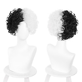 abordables Déguisements pour femmes-cent et un dalmatiens cruella de vil robe mascarade film de femmes cosplay vacances robe noire 1 ceinture carnaval mascarade polyester avec perruque