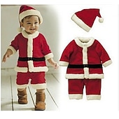 billiga Barnens juldräkter-Tomtekostymer jultomten Mrs.Claus Cosplay-kostym Kläder Julklänning Santa kläder Pojkar Flickor Jul Karnival Maskerad Särskild Jul Barn Jul Klänning Hatt
