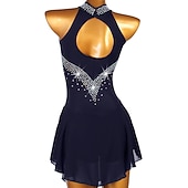 abordables Robes de Patinage Artistique-Robe de Patinage Artistique Femme Fille Patinage Robes Violet claire Rose clair Jaune Dos ouvert Maille Spandex Haute élasticité Compétition Tenue de Patinage Fait à la main Cristal / Stras Sans