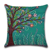 baratos estilo floral e plantas-conjunto de 5 fronhas estilo pastrol pintura a óleo capa de almofada sofá para casa almofada de linho falso para sofá-cama cadeira