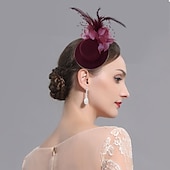 baratos Chapéus e Fascinators-Fascinators Flores Chapéus Tulle Pluma Chapéu Pillbox Casamento Ocasião Especial Festa  Noite Chá Corrida de Cavalos Com Floral Acessórios de Cabeça vestido para impressionar Dia de Corrida Vestido