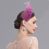 baratos Chapéus e Fascinators-Fascinators Flores Chapéus Tulle Pluma Chapéu Pillbox Casamento Ocasião Especial Festa  Noite Chá Corrida de Cavalos Com Floral Acessórios de Cabeça vestido para impressionar Dia de Corrida Vestido
