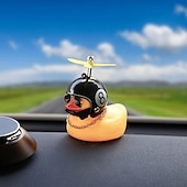 cheap Car Pendants &amp; Ornaments-Swinging Duck Car Hanging Ornament Rubber Duck Toy Car Ornament with Propeller Helmet Swing Duck Car Rear View Mirror Pendant Yellow Duck Car Dashboard Decoration for Car Interior Decors 1PCS