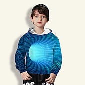 preiswerte Jungen 3D Vision &amp; Geometrie-Jungen 3D 3D-Druck Kapuzenshirt Langarm 3D-Druck Frühling Herbst Aktiv kinderkleidung 3-12 Jahre Täglich