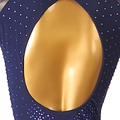 abordables robe de compétition-Danse latine Robe Fantaisie Cristaux / Stras Femme Utilisation Entraînement manche longue Mousseline de soie Chinlon