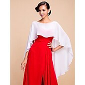 billige bryllup gjesteomslag-ermeløse capeletter chiffon bryllup / festkveld / fest / kveldssjal &amp;amp; wrap / bryllup gjesteomslag med drapering / solid kjole for å imponere 2025