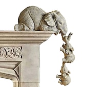 abordables Estatuas-adornos de resina de elefante decoraciones de tres piezas 3 elefantes madres y dos bebés colgando en el borde de estatuas artesanales