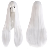 cheap Party Wigs-Black Wigs for Women The Addams Family Wig Long Black Wig Cosplay Wig Synthetic Wig Cosplay Wig Long Azure Light Brown Lake Blue Blonde Pink Synthetic Hair 34 Inch Women&#039;S Halloween Wigs