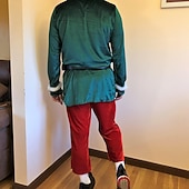 olcso Karácsonyi jelmezek-Mikulás Manó Mikulás ruhák Elf jelmez Férfi Karácsony Cosplay jelmez Felnőttek Karácsony Mindszentek napja Farsang Újév Karácsony