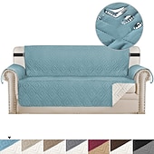 billige Sofa trekk-vattert vendbart sofatrekk, burgunder vanntett slipcover møbelbeskytter, vaskbart sofatrekk med sklisikkert skum og elastiske stropper for barn, hunder, kjæledyr