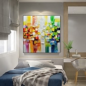 abordables Pinturas abstractas-Pintura al óleo hecha a mano lienzo arte de la pared decoración paleta cuchillo pintura color fantasía para decoración del hogar enrollado sin marco pintura sin estirar