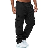 cheap Cargo Pants-Men&#039;s Cargo Pants Cargo Trousers Work Pants Elastic Waist Multi Pocket Straight Leg Plain Work Simple Casual Navy ArmyGreen