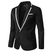 ieftine Sacouri clasice pentru bărbați-Bărbați Jachetă Blazer Respirabil Nuntă Afaceri Ținuta de cocktail Un singur rând, un nasture În V Afacere Elegant Sacou Îmbrăcăminte exterioară Imprimeu Buzunar Negru Alb Galben