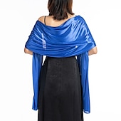 economico Scialli-sciarpa da donna in imitazione seta trasparente, mantello, scialle lungo, tinta unita, per festa di nozze, elegante e scintillante&amp;amp;abito da sposa con sciarpa damigella d&#039;onore splendente per