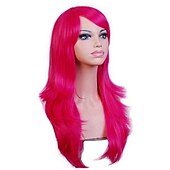 abordables Perruques de fête-Perruque synthétique vagues de corps perruque asymétrique longue blond clair rouge pastèque brun rose vert cheveux synthétiques de 27 pouces perruques Halloween rouge brun pour femmes