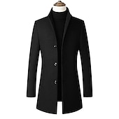 preiswerte Herren-Blazer &amp; -Anzüge-Herren Wintermantel Wollmantel Mantel Büro &amp; Karriere Freizeitskleidung Winter Polyester warm Waschbar Oberbekleidung Bekleidung Modisch Warm-Ups Einfarbig Tasche Stehkragen Einreihiger Verschluss