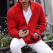 abordables Gilet-Homme Pull Chandail Gilet Cardigan Pull court Tricoter Tricoté Col V Moderne contemporain Casual Usage quotidien Vêtement Tenue Automne Hiver Noir Jaune S M L