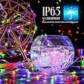 ieftine Conectat Electric-led zână șir lumini 50m-500 30m-300 20m-200 10m-100led-uri sârmă de cupru lumini cu telecomandă lumini de Crăciun lumini stelate reglabile pentru petrecere nuntă dormitor brad de Crăciun priză