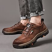 お買い得  メンズスニーカー-メンズ ブラウン フェイクレザー アウトドア ハイキング シューズ - トレッキング、キャンプ、カジュアルウェアに最適な、耐久性のある滑り止めレースアップ スニーカー