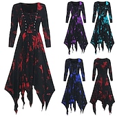 tanie Kostiumy na Halloween-Retro / vintage Punk i gotyk Średniowieczne Sukienka Sukienka o kroju A Goth Girl Strój na bal maskowy Damskie Halloween Karnawał Bal maskowy Dzienne zużycie Festiwal Dla dorosłych Sukienka Wiosna