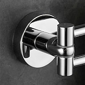 cheap Towel Bars-Towel Bar Foldable Bathroom Shelf Multilayer Contemporary Brass and Zinc Alloy Bathroom 2 Rods Wall Mounted
