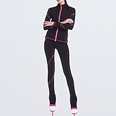 preiswerte Eiskunstlauf Trainingsoutfit-Eiskunstlauf-Jackett und -Hose Damen Mädchen Eislaufen Hosen / Regenhose Leggings Austattungen Schwarz Blau Fuchsie Vlies Spandex elastisch Ausbildung Praxis Wettbewerb Eiskunstlaufkleidung warm