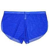 economico Boxer da uomo-maglia da uomo sexy puro colore boxer intimo elastico vita bassa maglia traspirante boxer mutandine blu m