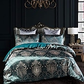 cheap Duvet Cover Sets-3Pc Satin Silk Duvet Cover Bedding Sets Comforter Cover with 1 Duvet Cover or Coverlet，2 Pillowcases for Double/Queen/King(1 Pillowcase for Twin/Single)，Luxury style, dry and breathable fabric