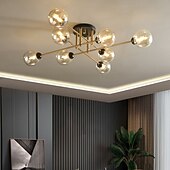 رخيصةأون التركيب المتساطح ونصف المتساطح-96 سم فانوس تصميم فلوش ضوء السقف LED الثريات المعدنية مطلي بالكهرباء الحديثة 220-240 فولت