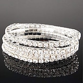 economico Braccialetti-braccialetto elastico in cristallo da donna design unico gioielli di moda argento per matrimonio festa casual quotidiano festa in maschera festa di fidanzamento argento placcato imitazione diamante