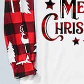 ファミリールック クリスマスファミリーパジャマ パジャマ チェック レタード スポーツ プリント ルビーレッド 長袖 ベーシック マッチング衣装 お買い得  子供のクリスマスパジャマ-ファミリールック クリスマスファミリーパジャマ パジャマ チェック レタード スポーツ プリント ルビーレッド 長袖 ベーシック マッチング衣装