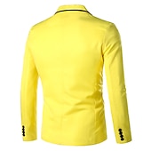 ieftine Sacouri clasice pentru bărbați-Bărbați Jachetă Blazer Respirabil Nuntă Afaceri Ținuta de cocktail Un singur rând, un nasture În V Afacere Elegant Sacou Îmbrăcăminte exterioară Imprimeu Buzunar Negru Alb Galben