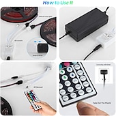ieftine Telecomandă-98.4ft 30m smd5050 LED bandă rgb schimbarea culorii pentru living decor petrecere dormitor bucătărie bricolaj decorare acasă 8 moduri de iluminare suport adeziv