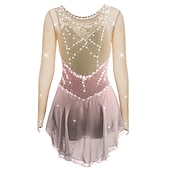 preiswerte Eiskunstlaufkleider-Eiskunstlaufkleid Damen Mädchen Eislaufen Kleider Austattungen Violett Weiß Gelb Patchwork Gitter Spandex Hochelastisch Ausbildung Wettbewerb Eiskunstlaufkleidung Patchwork Kristalle Langarm