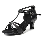 ieftine Pantofi Dans Latin-sandale de dans latino cu sclipici argintiu pentru dama, cu bareta la glezna - perfecte pentru dansul de sala si evenimentele speciale