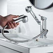 abordables Grifería para lavabos-grifo de lavabo para baño - giratorio / extraíble acabados pintados monomando central grifos de baño de dos orificios
