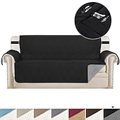 billige Sofa trekk-vattert vendbart sofatrekk, burgunder vanntett slipcover møbelbeskytter, vaskbart sofatrekk med sklisikkert skum og elastiske stropper for barn, hunder, kjæledyr
