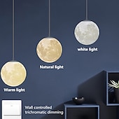 billige Pendellys-3d printing moon chandelier modern simple nordic creative moon lamp restaurant stue soverom moon lysekrone