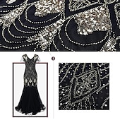 abordables Robes des années 1920-Années Folles Années 1920 Longueur cheville Robe Robes de Soirée Tenues Manches courtes Gatsby le Magnifique Grande Taille Invité au mariage Frange à pompons Franges Col en V Déguisement Femmes Noël
