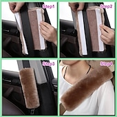 cheap Car Seat Covers-2 Pack Imitation Sheepskin Seat Belt Pads, Soft Shoulder and Neck Cushion, Imitation Wool, Car Interior Accessory