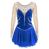 preiswerte Eiskunstlaufkleider-Eiskunstlaufkleid Damen Mädchen Eislaufen Kleider Austattungen Violett Weiß Gelb Patchwork Gitter Spandex Hochelastisch Ausbildung Wettbewerb Eiskunstlaufkleidung Patchwork Kristalle Langarm
