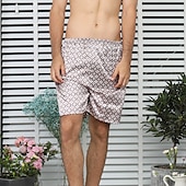 economico Dormire in basso-Per uomo Pigiami Boxer di seta Pantaloncini del pigiama 1 pc Colore puro Lusso Morbido Interni Spiaggia Seta sintetica Poliestere Traspirante Pantaloncini Retrò Di base Primavera Estate Argento Nero