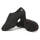 ieftine Pantofi Jazz-pantofi de dans jazz pentru damă, din plasă respirabilă, cu design cu șireturi și talpă confortabilă cu toc, pentru sală de bal și sesiuni de antrenament
