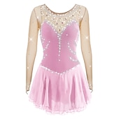 preiswerte Eiskunstlaufkleider-Eiskunstlaufkleid Damen Mädchen Eislaufen Kleider Austattungen Violett Weiß Gelb Patchwork Gitter Spandex Hochelastisch Ausbildung Wettbewerb Eiskunstlaufkleidung Patchwork Kristalle Langarm
