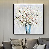 preiswerte Blumen-/Botanische Gemälde-Ölgemälde handgemachte handbemalte Wandkunst Spachtel Malerei farbige Blumen Heimtextilien Dekor gestreckter Rahmen fertig zum Aufhängen
