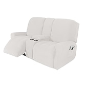 abordables Silla reclinable y con alas-Fundas elásticas para sillón reclinable color burdeos, funda para sofá de dos plazas con consola central, funda para sofá reclinable con bolsillo lateral (funda para 3 reposabrazos, 3 respaldos, 2