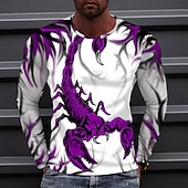 abordables T-shirts à imprimé animal-Homme Animal Scorpion T-shirt manche longue T-shirt Col rond Chemise Sports Mode Vêtements de sport Extérieur Vacances Rue Noir Blanche Jaune Automne Vêtement Tenue S M L XL XXL XXXL 4XL